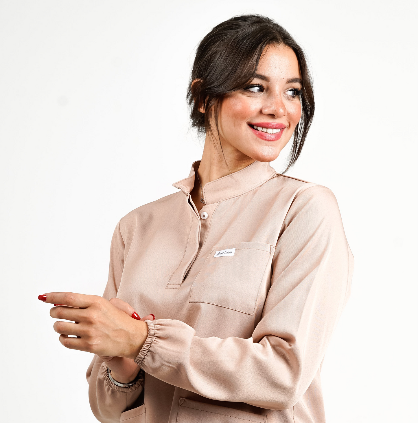 Doha - Beige Col Officier avec Manche