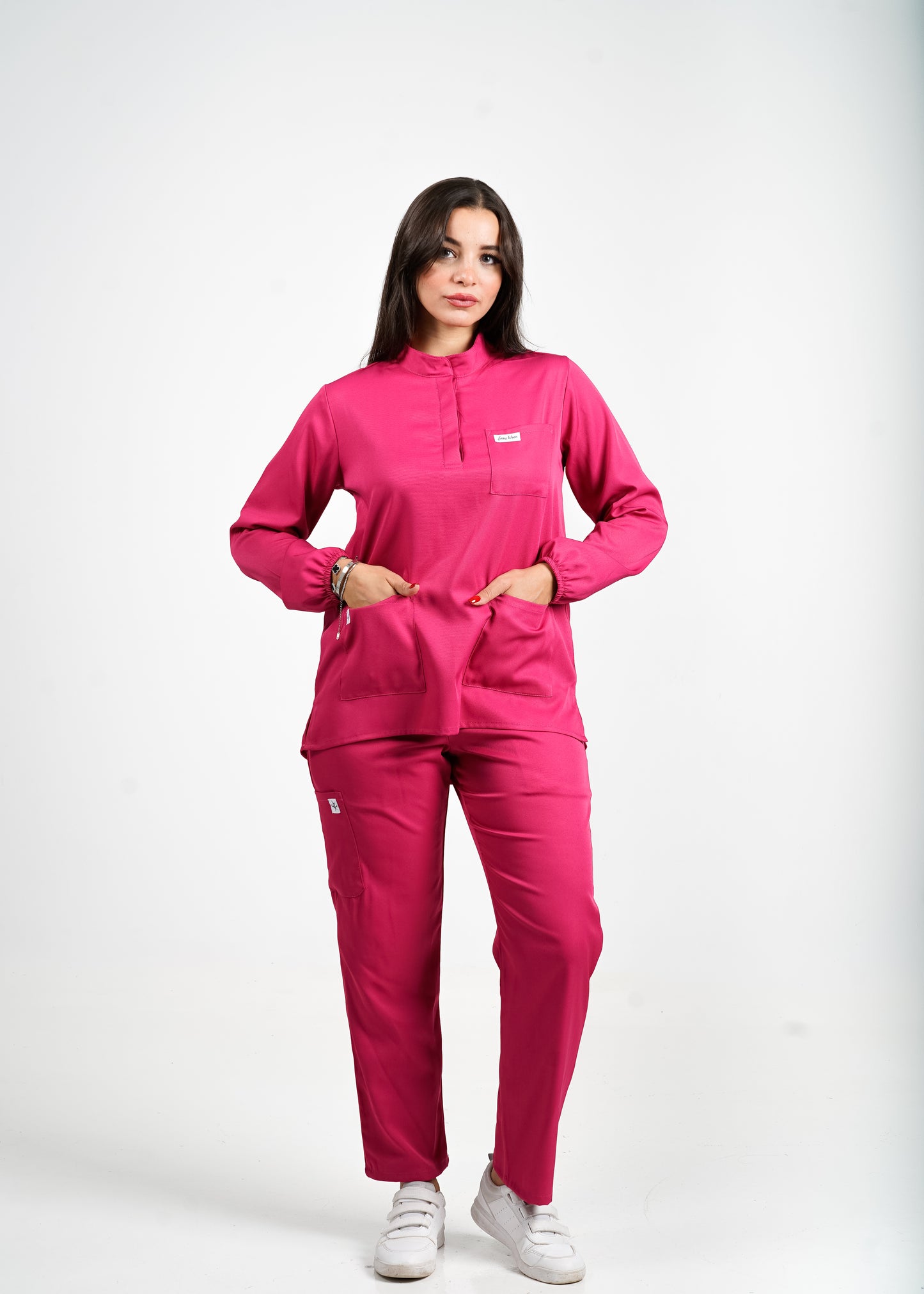 Lisbonne - Rose fuchsia Col Officier avec Manche