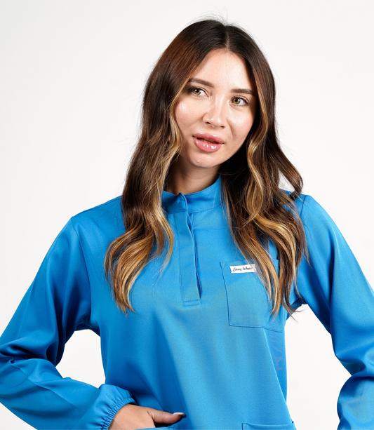 Oslo - Turquoise Col Officier avec Manche