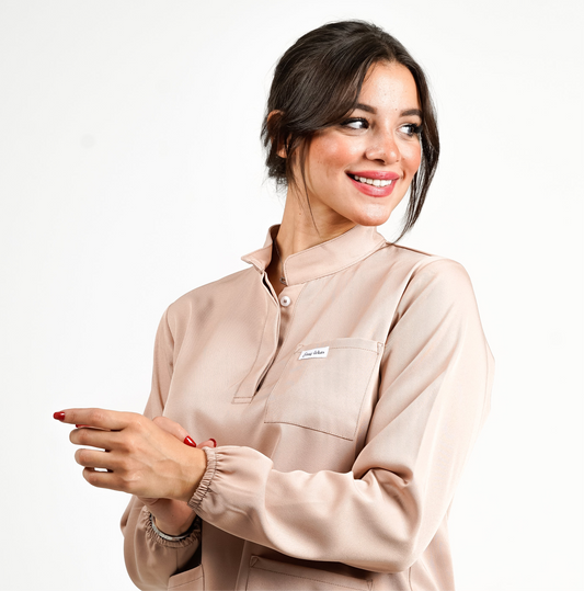 Doha - Beige Col Officier avec Manche