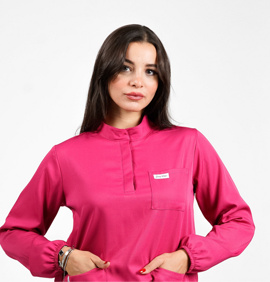 Lisbonne - Rose fuchsia Col Officier avec Manche