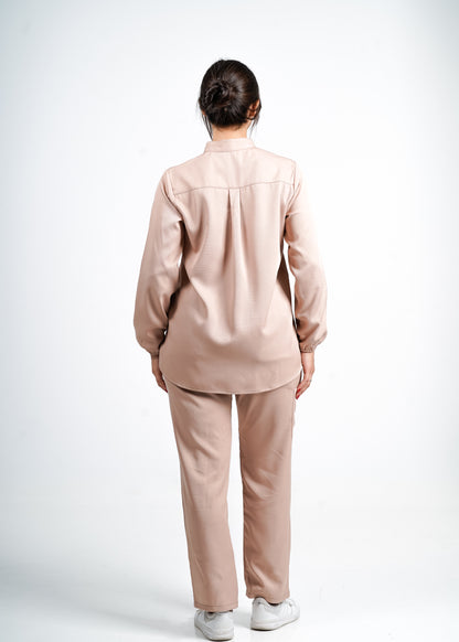 Doha - Beige Col Officier avec Manche