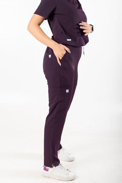 AUBERGINE SCRUBS - COL V AVEC DEMI MANCHE