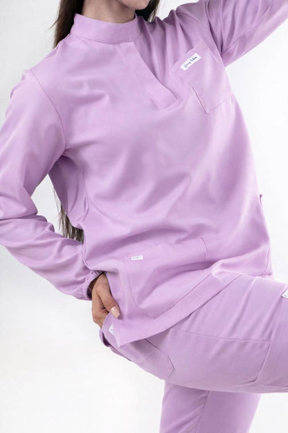 Florence - Mauve Lilas Col Officier avec Manche