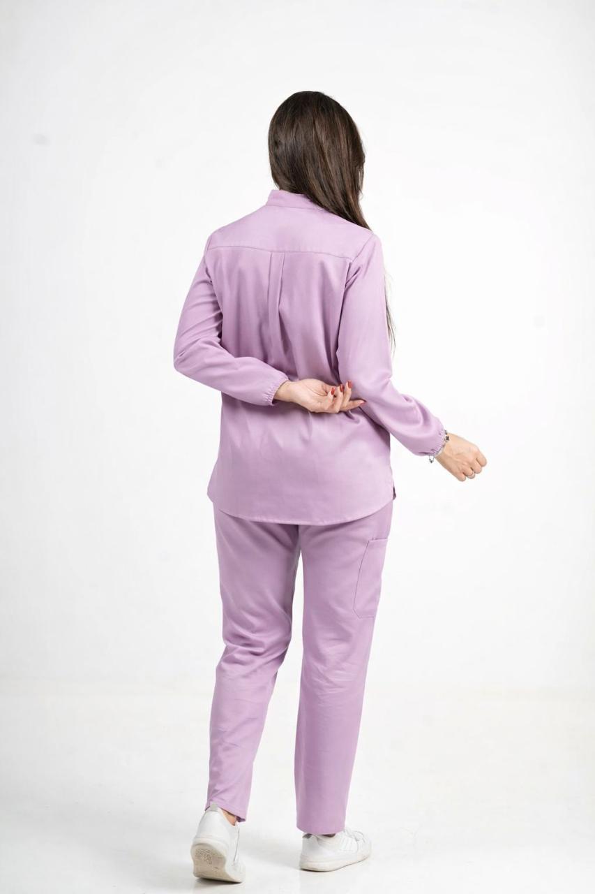 Florence - Mauve Lilas Col Officier avec Manche