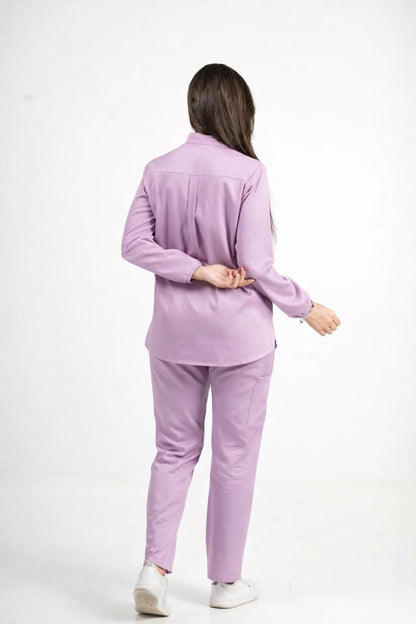 Florence - Mauve Lilas Col Officier avec Manche