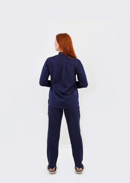 INDIANA SCRUBS - COL OFFICIER AVEC MANCHE NAVY BLUE