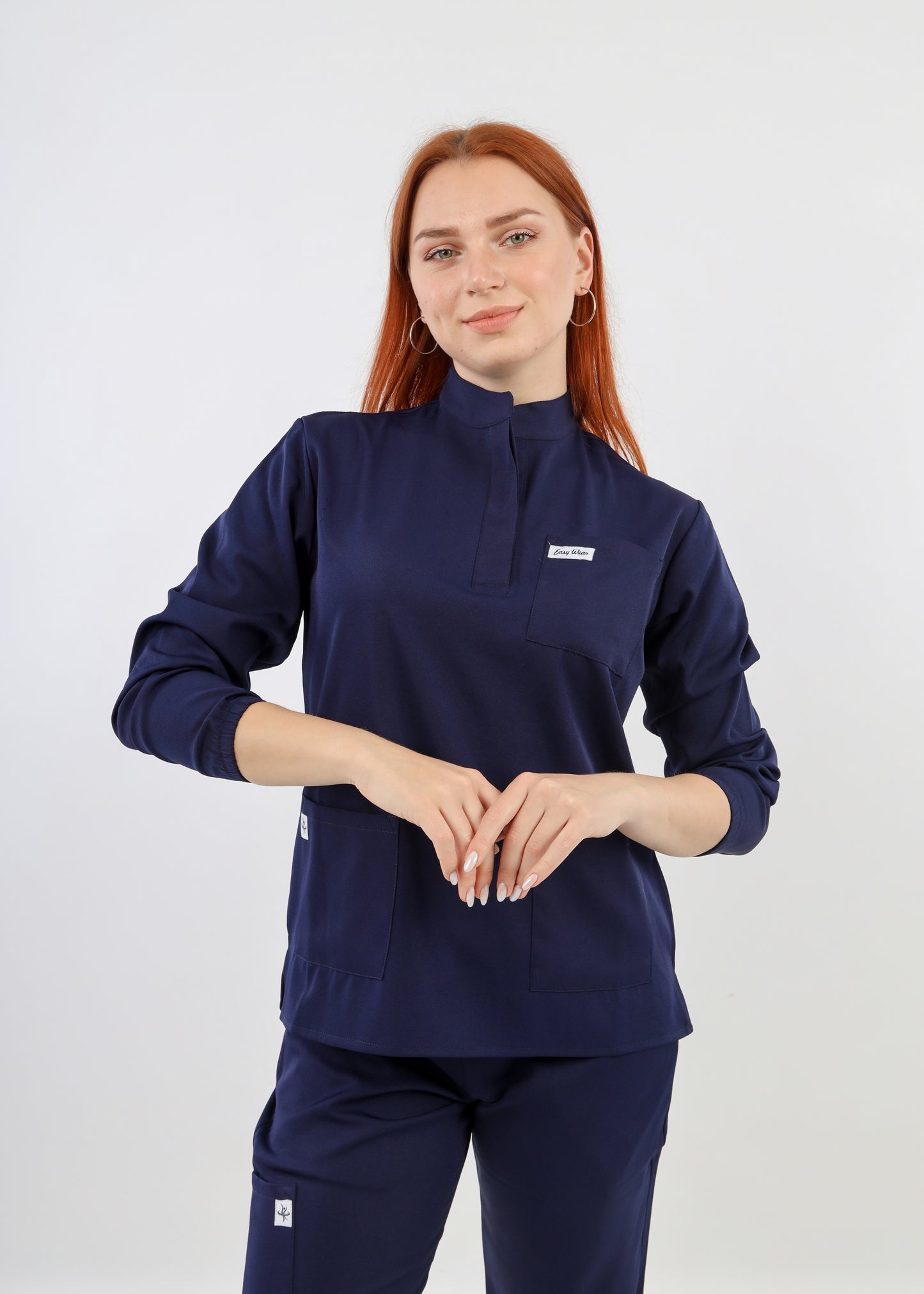 INDIANA SCRUBS - COL OFFICIER AVEC MANCHE NAVY BLUE