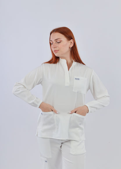 ALABAMA SCRUBS - COL OFFICIER AVEC MANCHE WHITE