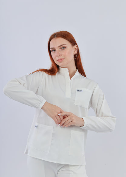 ALABAMA SCRUBS - COL OFFICIER AVEC MANCHE WHITE