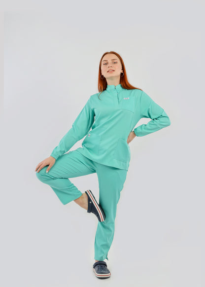 MARYLAND SCRUBS - COL OFFICIER AVEC MANCHE AQUAMARINE