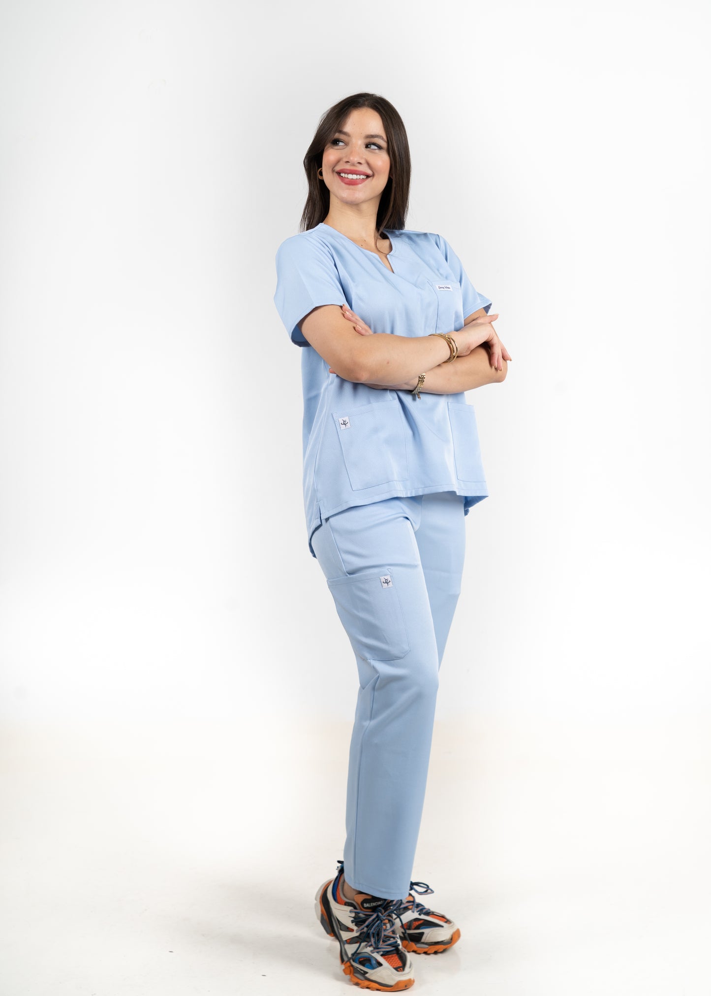 Bleu Ciel Scrubs - Col Tunisien