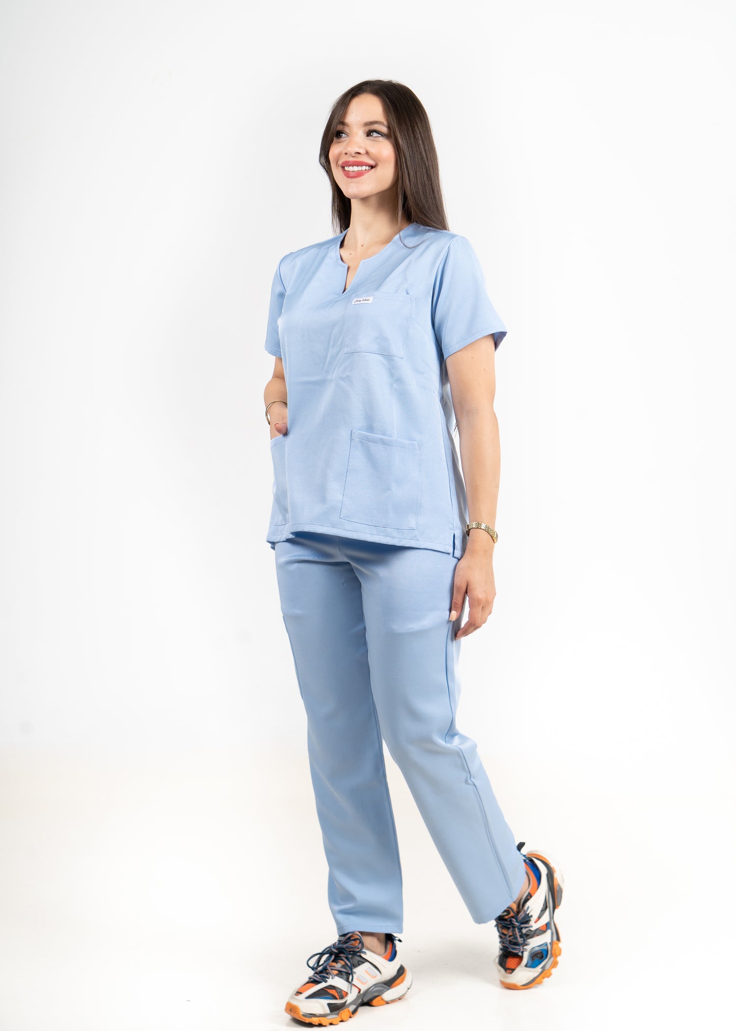 Bleu Ciel Scrubs - Col Tunisien