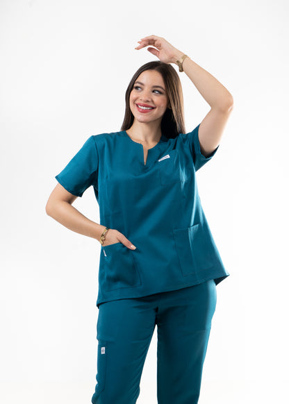 Bleu Canard Scrubs - Col Tunisien