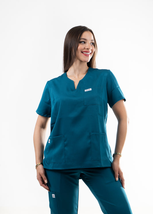 Bleu Canard Scrubs - Col Tunisien