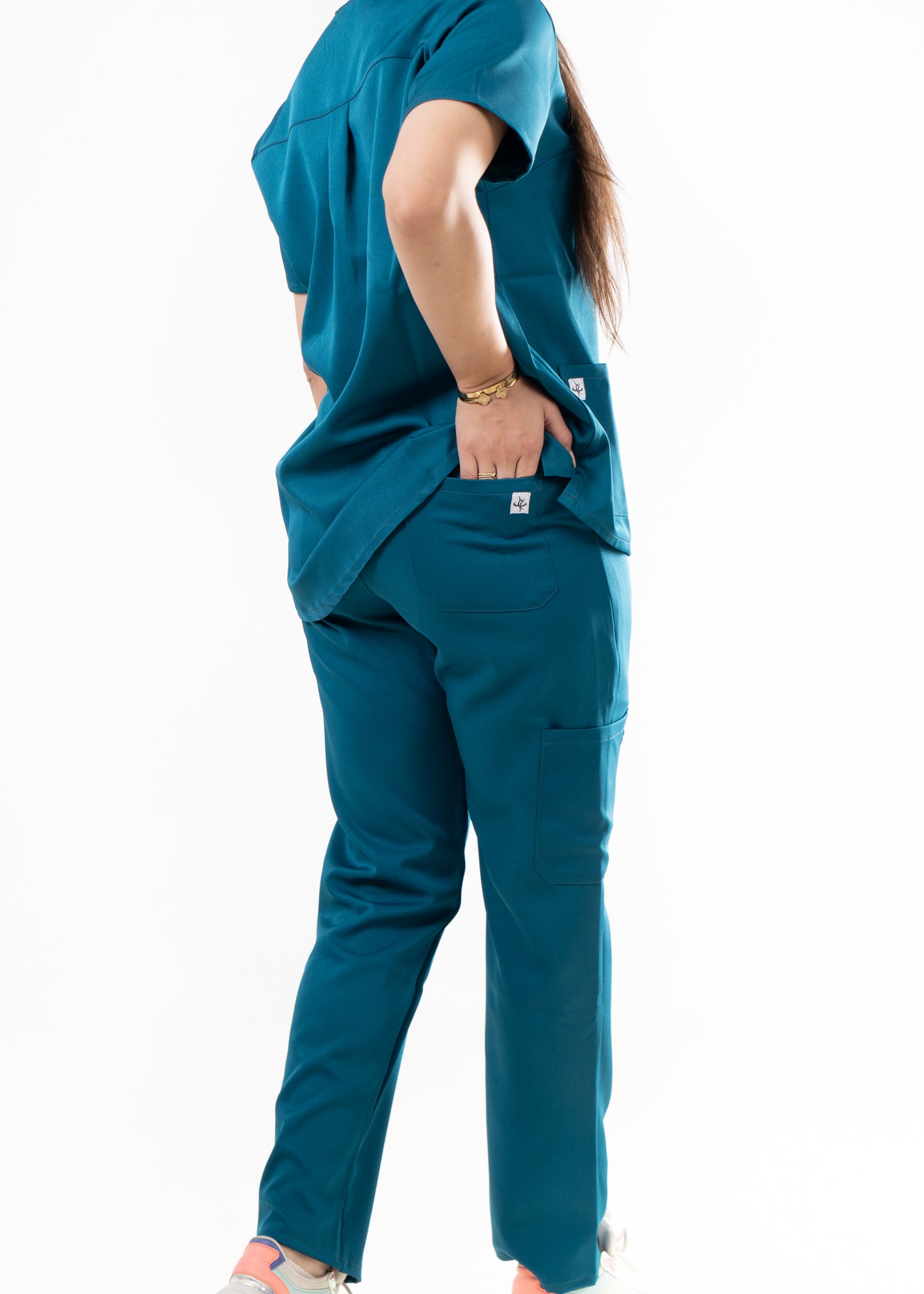 Bleu Canard Scrubs - Col Tunisien