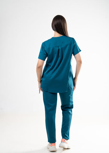 Bleu Canard Scrubs - Col Tunisien