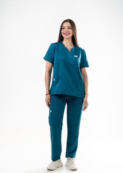 Bleu Canard Scrubs - Col Tunisien