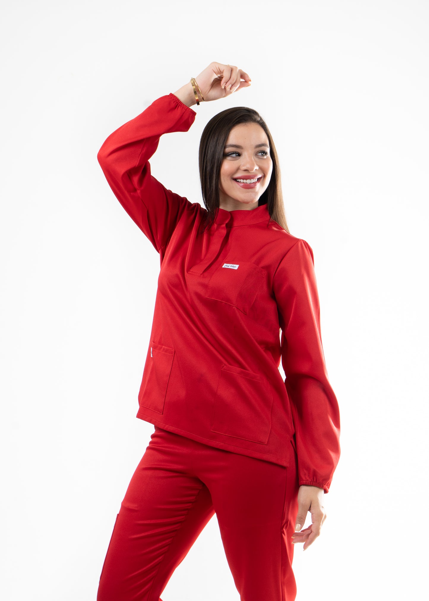 MARRAKECH ROUGE SCRUBS - COL OFFICIER AVEC MANCHE