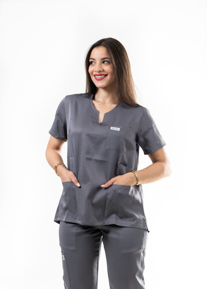 Oslo Gris Scrubs - Col Tunisien