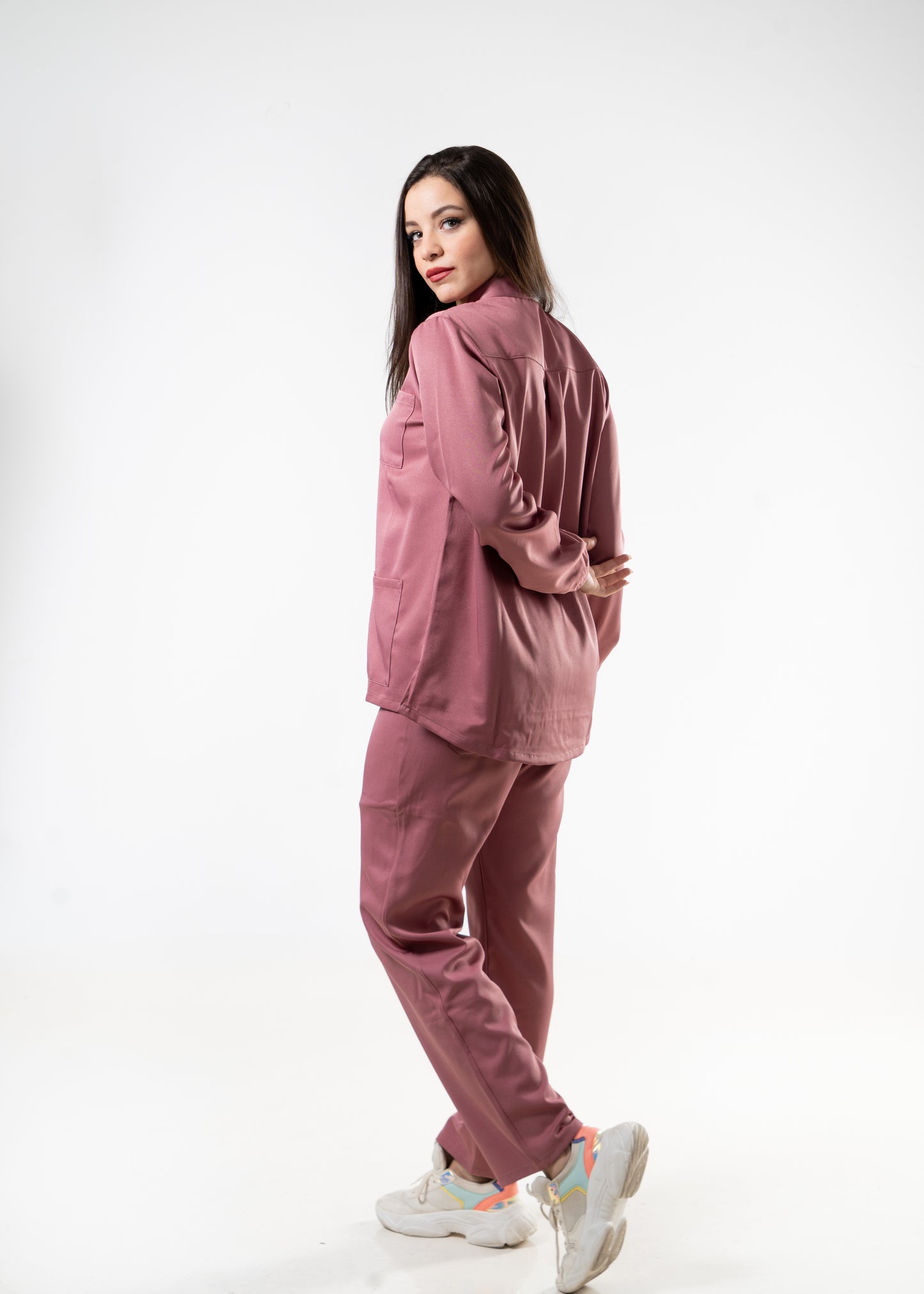 Pink Nude Scrubs - COL OFFICIER AVEC MANCHE