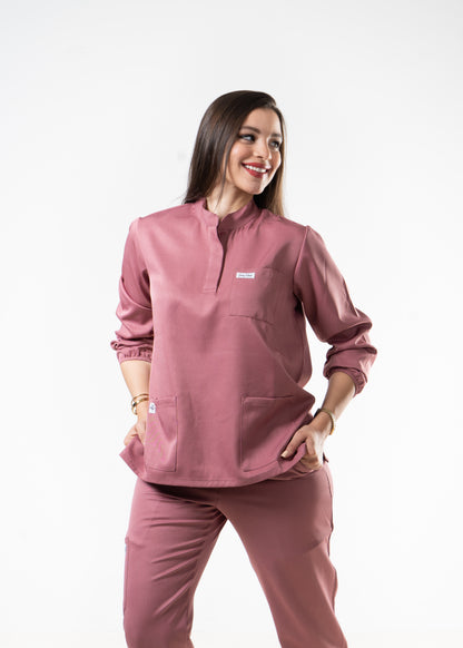 Pink Nude Scrubs - COL OFFICIER AVEC MANCHE