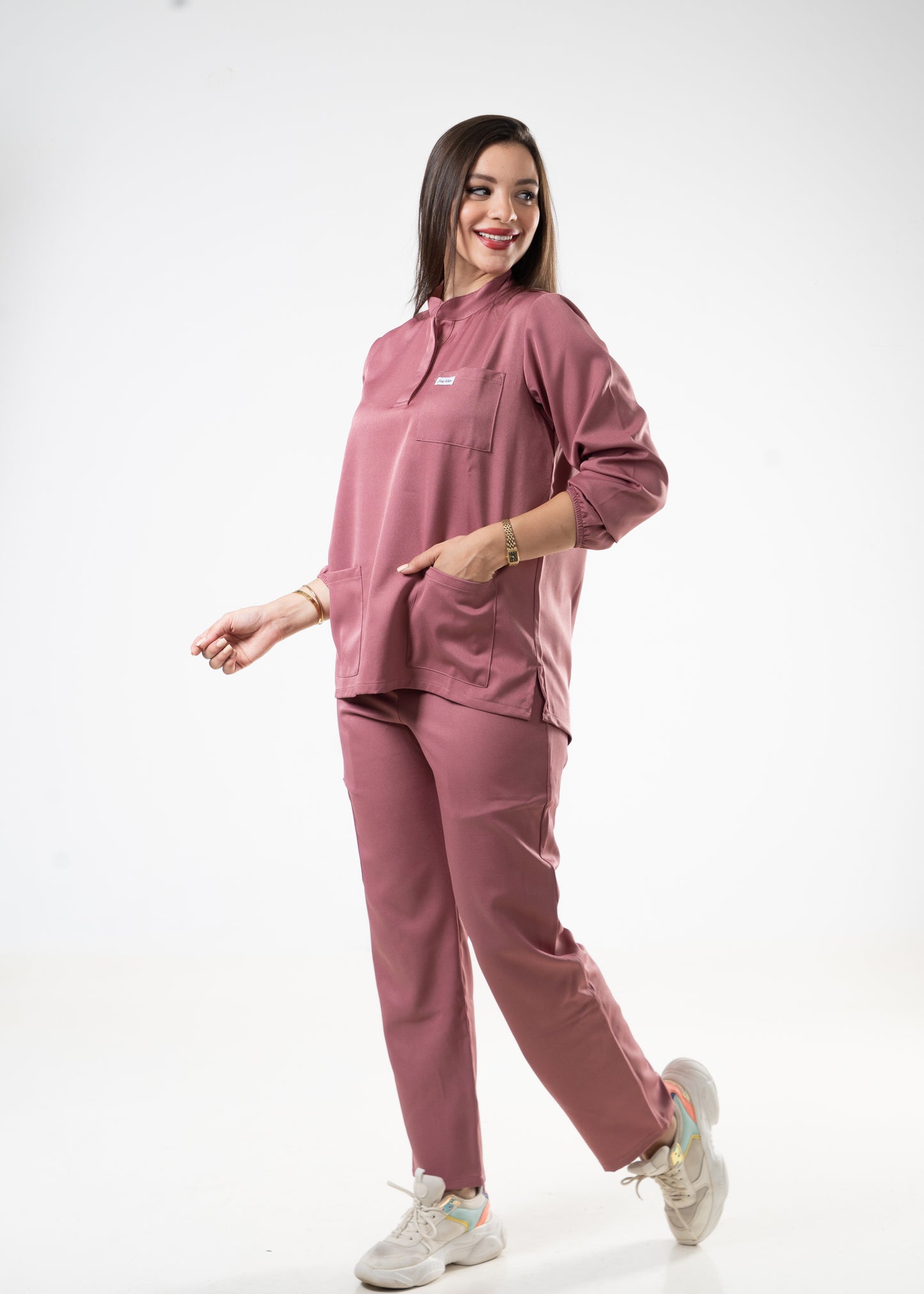 Pink Nude Scrubs - COL OFFICIER AVEC MANCHE